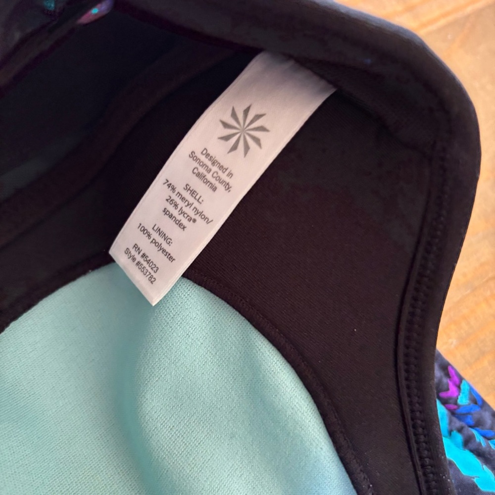 Athleta Cayo Coco Ready To Run Tankini Swim Top-Blue Geometric-Size Small-Sporty - Picture 5 of 6